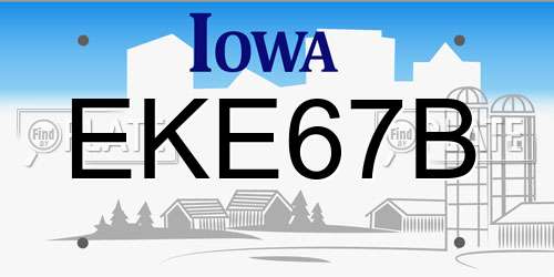 EKE67B Iowa License Plate