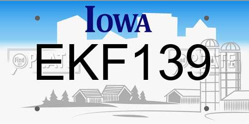 EKF139 Iowa License Plate