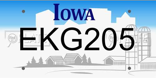 EKG205 Iowa License Plate