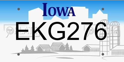 EKG276 Iowa License Plate