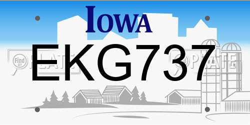 EKG737 Iowa License Plate