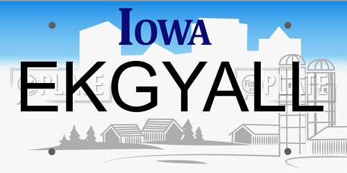 EKGYALL Iowa License Plate