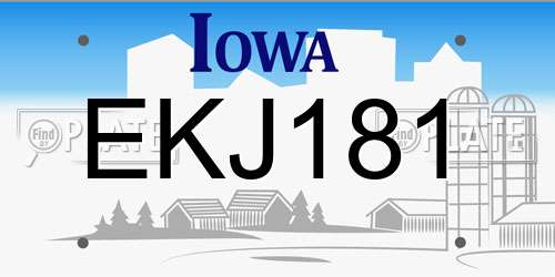 EKJ181 Iowa License Plate