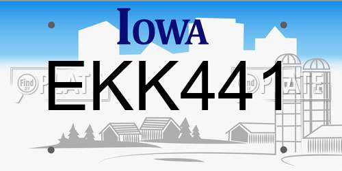 EKK441 Iowa License Plate