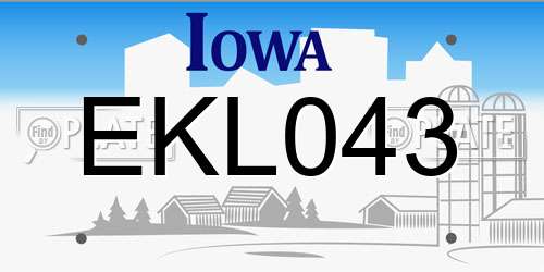 EKL043 Iowa License Plate
