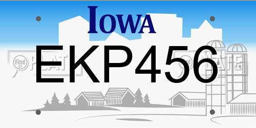 EKP456 Iowa License Plate