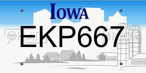 EKP667 Iowa License Plate