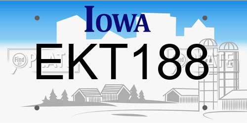 EKT188 Iowa License Plate