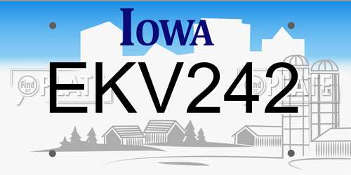EKV242 Iowa License Plate