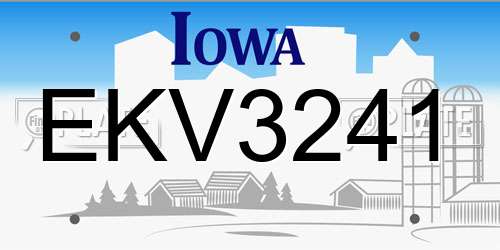 EKV3241 Iowa License Plate
