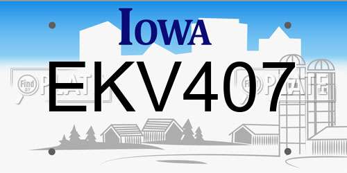 EKV407 Iowa License Plate