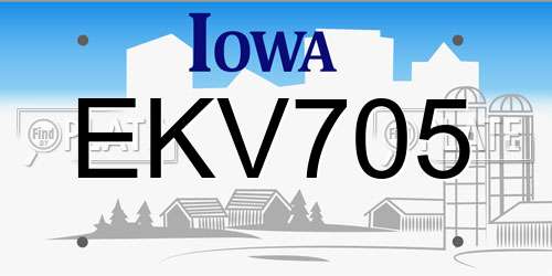 EKV705 Iowa License Plate