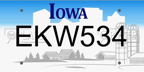 EKW534 Iowa License Plate