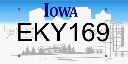 EKY169 Iowa License Plate