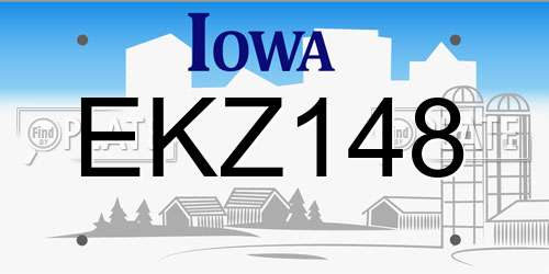 EKZ148 Iowa License Plate