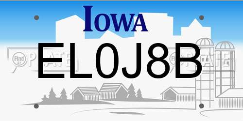 EL0J8B Iowa License Plate