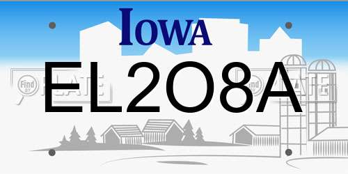 EL2O8A Iowa License Plate