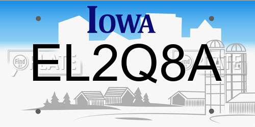 EL2Q8A Iowa License Plate