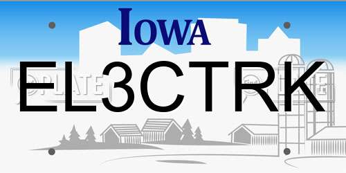 EL3CTRK Iowa License Plate
