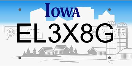 EL3X8G Iowa License Plate