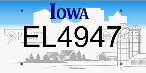 EL4947 Iowa License Plate