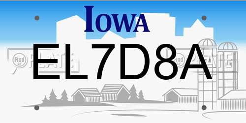 EL7D8A Iowa License Plate