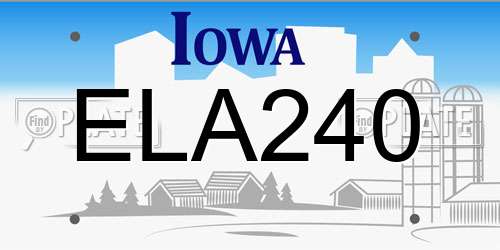 ELA240 Iowa License Plate