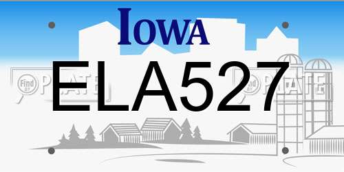 ELA527 Iowa License Plate