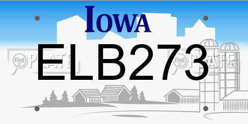 ELB273 Iowa License Plate