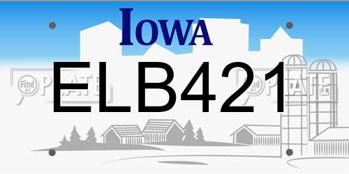 ELB421 Iowa License Plate
