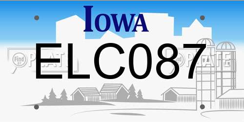 ELC087 Iowa License Plate