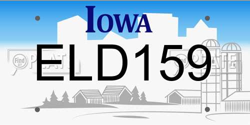 ELD159 Iowa License Plate