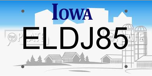 ELDJ85 Iowa License Plate