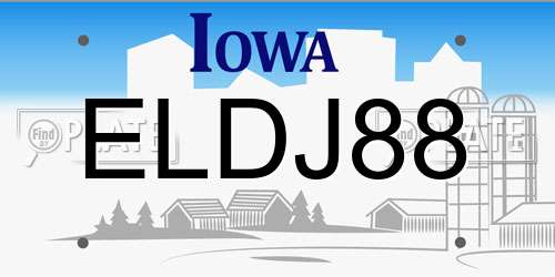 ELDJ88 Iowa License Plate