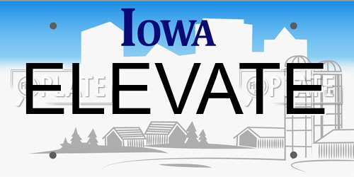 ELEVATE Iowa License Plate