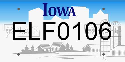ELF0106 Iowa License Plate