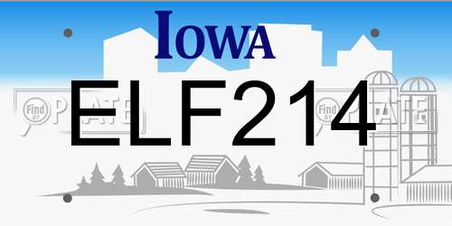 ELF214 Iowa License Plate