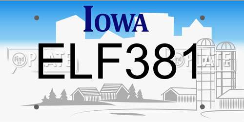 ELF381 Iowa License Plate