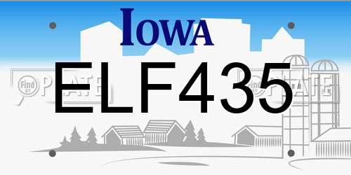 ELF435 Iowa License Plate