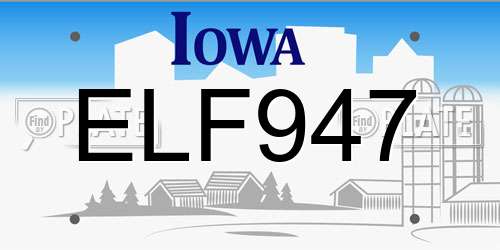 ELF947 Iowa License Plate