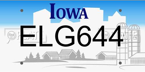 ELG644 Iowa License Plate