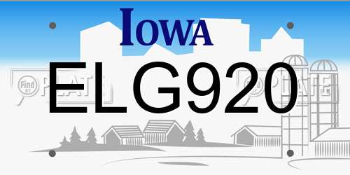 ELG920 Iowa License Plate