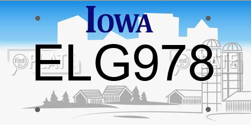 ELG978 Iowa License Plate