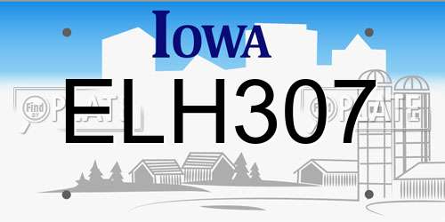 ELH307 Iowa License Plate