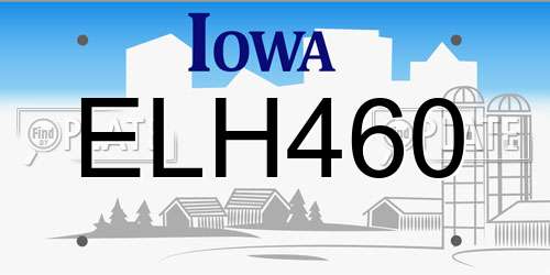 ELH460 Iowa License Plate