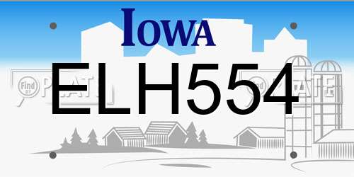 ELH554 Iowa License Plate