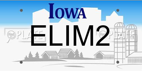 ELIM2 Iowa License Plate