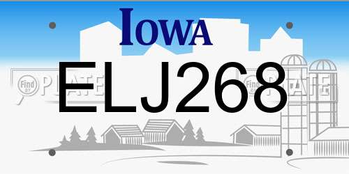 ELJ268 Iowa License Plate