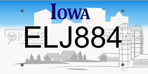 ELJ884 Iowa License Plate
