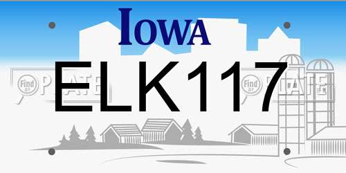 ELK117 Iowa License Plate